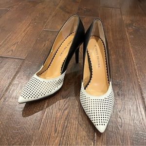 Audrey Brooke Sloan Pointy Toe black and white Color block Pumps size 8.5